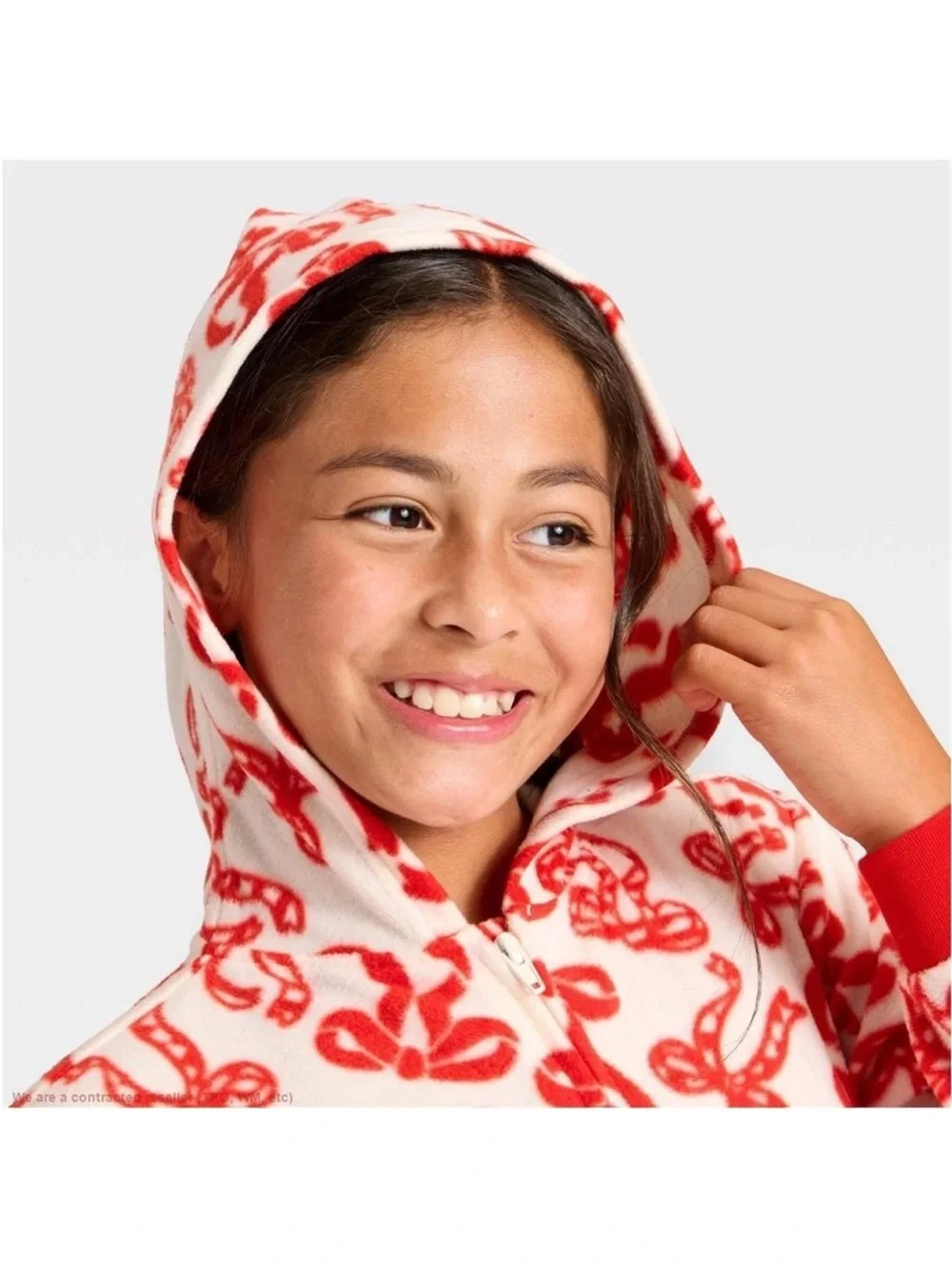 Kids Red Candy Cane Print Fleece Pajamas